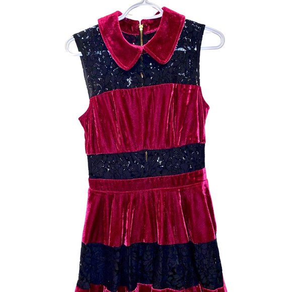 Velour Lace Red Dress - Picture 1 of 3